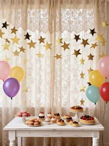 Shiny Star Party Bunting Decoration, Reusable, Space-Saving Storage, DIY Room Decor, Home Decor And Accessories, Christmas Decoration, Birthday Decoration, Party Decoration - Star Charm - View 5