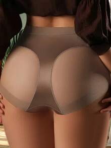Celana Kontrol Perut Tipis untuk Wanita, Pembentuk Tubuh Tak Terlihat Warna Kulit, Mengangkat Bokong, Pinggang Tinggi, Tanpa Jahitan, Pakaian Dalam Pembentuk Tubuh - Unta - View 3