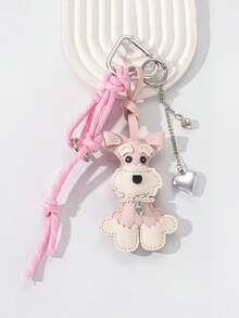 Cute Schnauzer Puppy Keychain, Y2K Leather Dog Pendant, Handmade Woven Charm, Phone Chain, Bag Decoration, Gift For Friends, Birthday Holiday - Multicolor - View 12