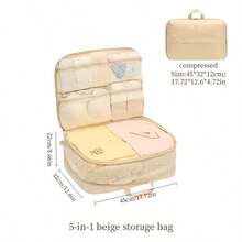 Expandable Compression Travel Clothing Storage Bag, Multi-Compartment Luggage Organizer With Luggage Strap And Handle, Waterproof Washable Twill Fabric Dustproof And Moisture-Proof Storage Cube, Suitable For Shirts, Underwear, Socks, Bras - Multicolor - View 10