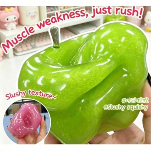 3 kleuren transparante TPR fruit appel squishy, elastische niet-plakkerige gladde squishy-plush, langzaam terugspringende pluizige geurloze squishes, zachte rekbare duurzame squishy, vakantie cadeau voor studenten & kantoorkollega's