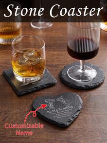 Personalized Stone Coasters, Engraved Drink Coasters, Wedding Gifts, Customized Slate Coasters, Letter Housewarming Gifts, Beverage Coasters, Desk Coasters, Gifts For Dad, Christmas & New Year Gifts,Brunch-Ready,Chic Design - Square (10*10cm) - View 12