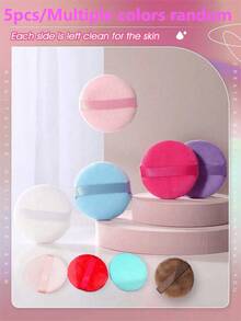 5pcs Loose Powder Puff Set, Cushion Sponge Puff, Super Soft Crystal Velvet Set, Soft Skin-Friendly Loose Powder Puff (No Box), Makeup Sponge, Makeup Tools, Travel Essential, Affordable, - Multicolor - View 8