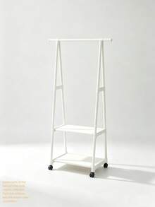 1pc A-Frame Rolling Floor Coat Rack With Double Layer Storage Shelves, Heavy Duty Movable Metal Clothes & Hat Organizer, Space Saving Portable Garment Rack Stand With Wheels For Bedroom, Store, Dorm, Closet, Laundry Room, Father's Day Gift - View 11