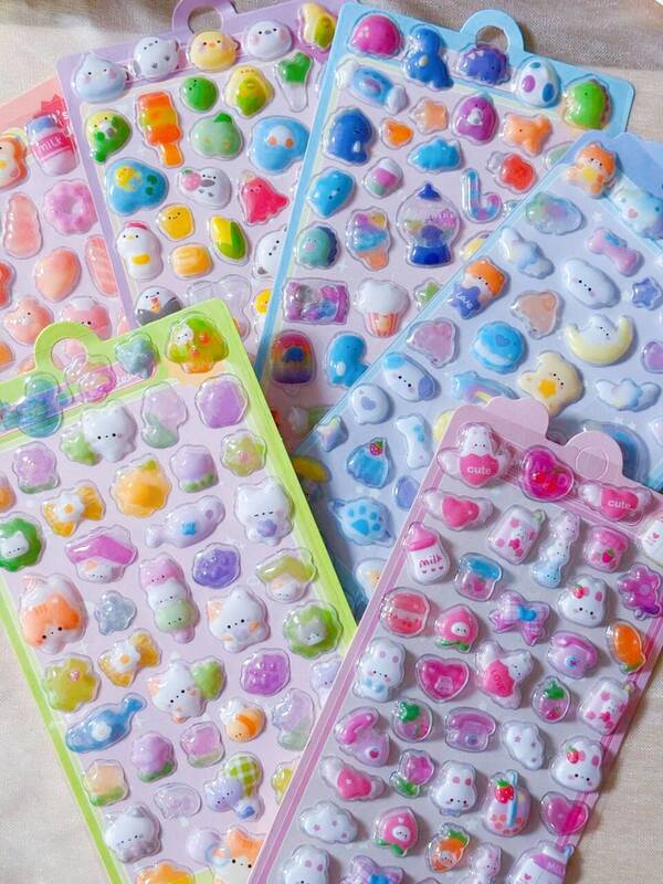 3D Embossed Cartoon Stickers, Cute & Fun Planner Decoration, DIY Crystal Girl
