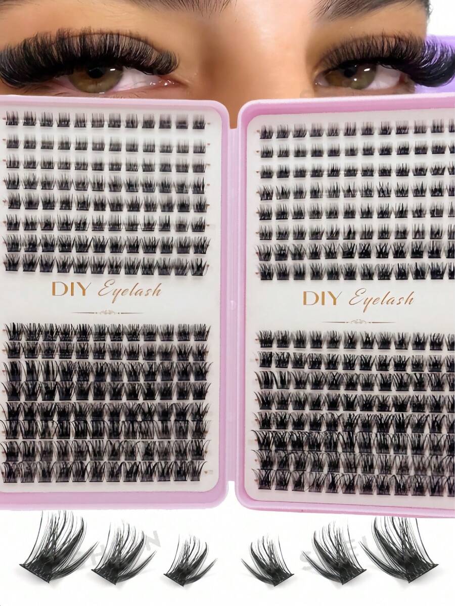 384 Individual Cluster Lashes,Lash Book, Cluster Lashes, DIY Eyelash Extension Kit For Home Use, Lash Clusters, DIY Lash Extension Kit, Lightweight False Eyelashes, Lightweight Faux Mink Lash Clusters For Natural Makeup, Suitable For Daily And Dating