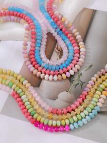 1件波希米亞風創意時尚奢華優雅精緻天然石珠項鍊，適合女性、姐妹和情侶佩戴，適用於派對、假期、禮物、聖誕節、夏季、海灘度假等場合。珠子顏色隨機（由於產品材質特殊性，實際產品顏色可能與圖片略有不同）高品質 - 彩色 - 查看 9
