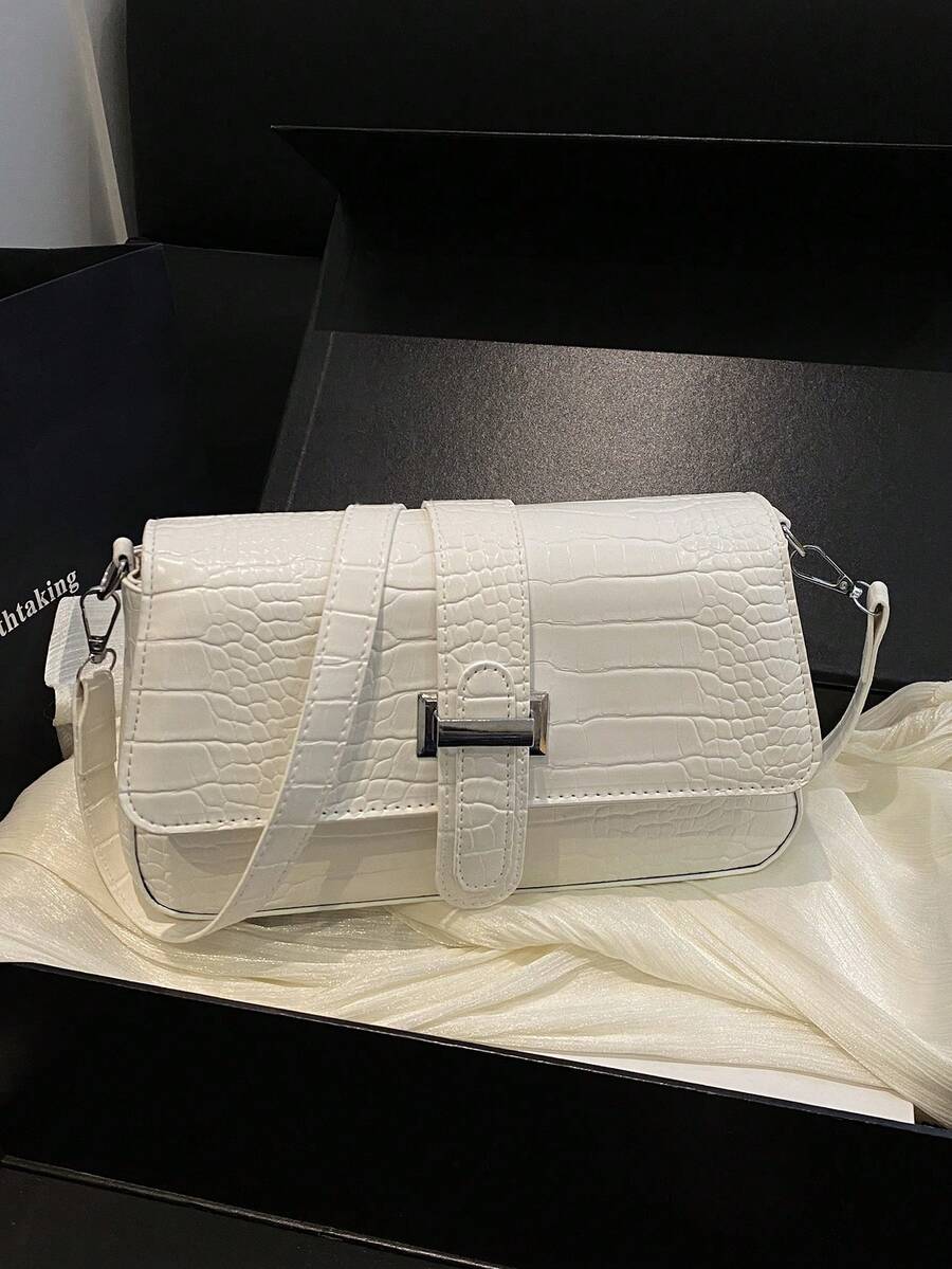1pc Handbag New Fashion Handbag Joker Cowboy Long Stick Handbag New Advanced Texture Original Shoulder And Underarm Messenger Bag - White - View 1