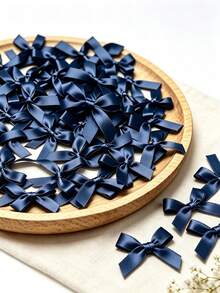 (50pcs/Pack) 4cm Ribbon Bows, Multiple Colors Available, Suitable For Gift Decoration And Hair Clip/Headband Making, Valentine's Day Gift - Plain Bow - View 9