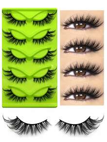 LIMEIKAI 5 Pairs Cartoon Fox Eye False Eyelashes - 3D Delicate Faux Mink Cat Eye Lashes, Create Natural Cat Eye Look - Cat Eye Lashes - View 2