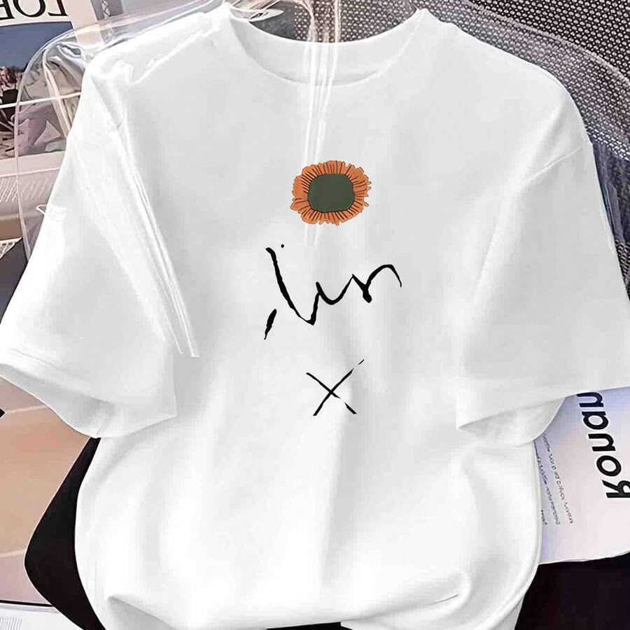 Print Women'S Inspirational T-Shirt - Round Neck Top - Lightweight Spring/Summer Casual Fantasy Design And Signature Quote - White - View 1