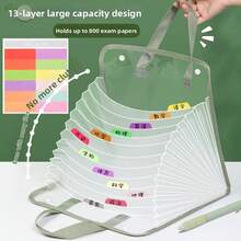 5 Different Colors Of Transparent Accordion Storage Bags (Capybara Pattern), 13-Layer Horizontal Divider Design, Student Document Organizer, Transparent Inner Pages For Certificates And Awards, Large-Capacity Office Supplies, Back-To-School Essential - One Size - View 1
