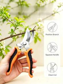 1pc Home Gardening Pruning Shears With Automatic Spring Design, Effortless Operation, Suitable For Daily Home Gardening Use. Can Trim Fresh Flowers, Flower Branches, Bonsai, Fruit Trees, Citrus Tree Branches, Etc. Sharp Blade For Smooth Cutting, Less Likely To Damage Plant Stems. Comfortable Grip, One-Handed Operation, Suitable For Home Flower Care, Fruit Tree Maintenance, Floral Arrangement, Essential Tool For Home Gardening. - Upgraded Version - View 8