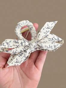 1pc Women New Style Small Floral Bow Hair Claw For Simple At The Back Of The Head - Half-Twist Hairstyle Claw Clip Hair Accessory - Multicolor - View 4