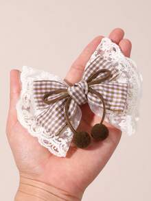 2 piezas de lazos de encaje para el cabello para niñas, lazos de bola color caqui, lazos de cuadros caqui, elegantes pasadores para boda y fiesta, barrettes casuales, accesorios para el cabello de bebé. - Multicolor - Ver 7
