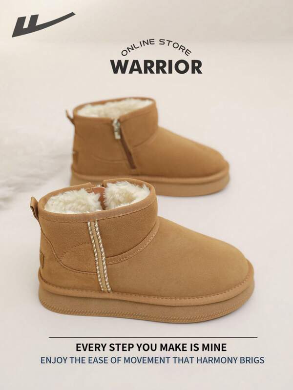 Warrior Comfortable Street Style Snow Boots For Women Autumn And Winter Comfortable Running Shoes Modest Style Casual Yet Sleek Sneakers Applicable Throughout The Year Wear-Resisting All-Day Wear Training Sneakers Warm Fleece-Lined Sneakers