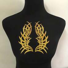 New Arrival Gold & Silver Floral Collar Applique – Garment Trim & Embroidery Motif Patch - Multicolor - View 4