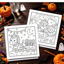 GDTME 2027 New Halloween Pattern Coloring Book, 1 Book 24 Pages 20cm*20cm, Glossy Cover 120g Thick Paper, Skeleton Pumpkin Ghost Halloween Pattern Line Art, Stress Relief Leisure Book, Perfect Halloween Gift For Adult Holiday Art Lovers - Halloween Pattern - View 6