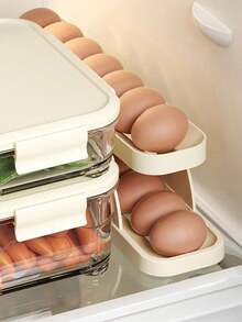Refrigerator Side Door Egg Holder Rolling Egg Storage Box[Space-Saving Automatic Egg Dispensing]Rolling Egg Storage Box Side Door Storage Space-Saving Eggs Roll Down Automatically Refill Easier Access - Multicolor - View 7