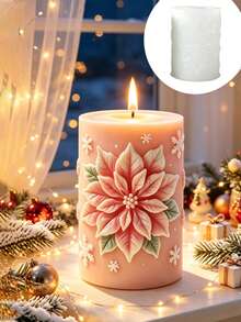 Holly Leaf Embossed Cylindrical Silicone Candle Mold, Reusable And Easy Release, Suitable For Aromatherapy Candles, Plaster, Epoxy Resin, Handmade Soap Crafts, Embossed Holly Leaf Cylindrical Design, Home Desktop Decor, Candle Making Mold, Suitable For DIY Enthusiasts, Christmas, New Year, Thanksgiving, Halloween - A - View 4