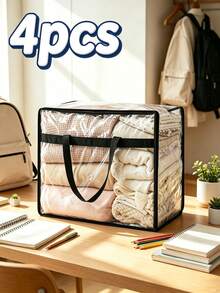 3/2/1pc Large Capacity Clothes Storage Bag, Foldable Clothes Storage Bag, College Dorm Essential, Transparent PVC Storage Bag, Moisture-Proof & Dust-Proof Storage Bag, Moving Storage Bag, Multi-Functional Storage Box With Flap And Visible Window, Home Supplies, Quilt Dust-Proof Bag, 3D Storage Bag, Back To School/Graduation Season Essential, Bedroom, Wardrobe Clothes Storage Bag, Easy To Fold, Space-Saving, Durable,Bedroom Room Decor,Back To School - Multicolor - View 15