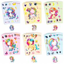 6pcs Dreamy Unicorn DIY Face Changing Stickers, Rainbow Pony Collage Stickers, Creative Handmade Gift For Girls, Quiet Book Craft Supply - Multicolor - View 1