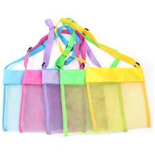 1pc Bright Color Mesh Beach Tote Bag (Size: 22cm L X 25cm W) - Lightweight, Adjustable Shoulder Strap, Foldable Design, Suitable For Outdoor Activities, Picnics And Shell Collecting, Beach Essential - View 5