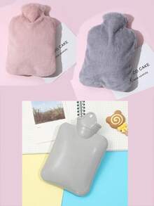 PVC Water-Filled Hot Water Bottle For Autumn And Winter, With A Plush Fabric Cover And Elastic Closure, Suitable For Filling And Flushing. - Multicolor - View 11