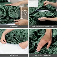 Lux Decor 6-Piece Paisley Bed Sheets High GSM Brushed Microfiber Sheets - Elevate Your Sleep Experience With 16-Inch-Deep Pocket Bedding Sheets & Pillowcases- Back To School- Graduation Gift- All Sizes Available- Winter Vibes, Christmas Decor, - 布希格林 - 查看 5
