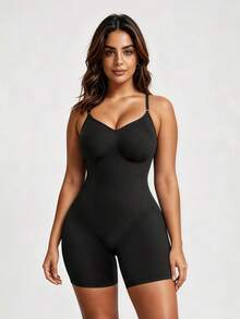 Runway Rest 2pcs/Set Women Seamless Shapewear Jumpsuit, Black, For Yoga, Daily Wear - Multicolor - View 4