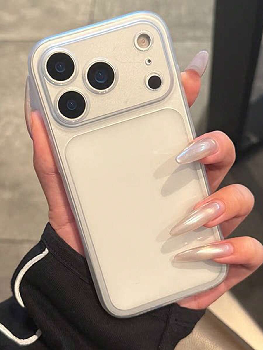 時尚純色透明磨砂相機保護手機殼,適用於 iPhone 17 Pro Max 17 Pro 17 Pro 16 15 14 13 Pro Max 14 15 13 16 17,防震保護後蓋 - 白色 - 查看 1