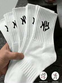 30/20/16/15/10/8/5/4/2/1 Pair Men's And Women's Comfortable Sports Socks, Men's Long Socks, Suitable For Sports Training, Women's Long Socks, Casual Business Wear, Soft, Black And White Color Block Design, Odor-Resistant, Moisture-Wicking, Lightweight And Comfortable, Suitable For All Seasons - Multicolor - View 1