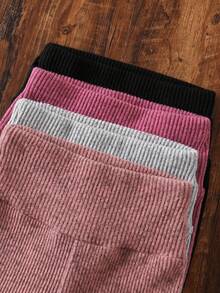 4pcs Girls Casual Solid Color Versatile Comfortable Elastic Leggings, Outdoor Autumn/Winter - Multicolor - View 3