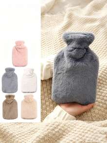 PVC Water-Filled Hot Water Bottle For Autumn And Winter, With A Plush Fabric Cover And Elastic Closure, Suitable For Filling And Flushing. - Multicolor - View 6
