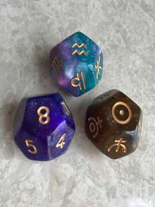 3 buah/Dadu Zodiak 12 Sisi, Dadu D12 Langit Berbintang Dua Warna dengan Simbol Astrologi, Set Dadu Poliedral Resin, Cocok untuk Permainan Meja, Permainan Pesta, Ramalan, dan Koleksi Hadiah Keberuntungan - MultiWarna - View 13