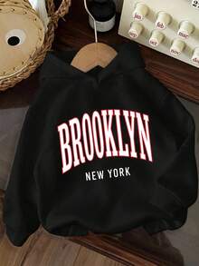 3pcs-Tween Girl 3-Piece Set, Fun Print Thermal-Lined Hooded Pullover Sweatshirt, Warm And Comfortable For Autumn/Winter - Black - View 4