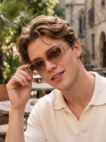 1 Pair Vintage Cat Eye Glasses, Fashionable Men's Eyewear, Stylish Personalized Runway Street Style - Multicolor - View 8