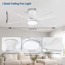 Ceiling Fans With Lights, 40 In Low Profile Ceiling Fan With Light And Remote, Modern Flush Mount Ceiling Fan, LED Dimmable 6 Speed Reversible Quiet, For Bedroom Living Room Kitchen - White - View 5