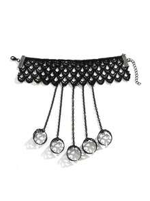Gothic Black Lace Hand Chain Bracelet With Finger Rings Bracelet Vintage Punk Cosplay Party Hand Jewelry For Women - Black - View 2