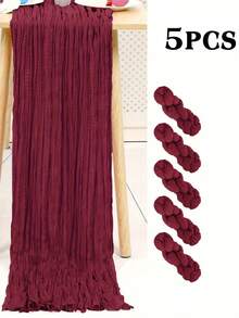 2/5/10pcs Taplak Meja Katun Tebal Warna Burgundy - Gaya Bohemian Vintage Country, Sempurna untuk Pernikahan, Pesta Lajang, dan Pesta Ulang Tahun - Burgundy - View 14