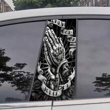 2件組 Only God Can Judge Me 祈禱之手圖案汽車B柱貼紙，復古紋身風格車輛中柱裝飾貼紙，自黏式汽車外觀改裝配件 - 汽車貼紙 - 查看 5