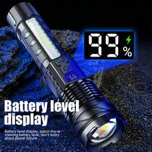 2pcs Rechargeable High Power Zoomable LED Flashlight With Power Display, Portable Flashlight For Outdoor Camping Night Fishing Home Emergency - Flashlight - View 10