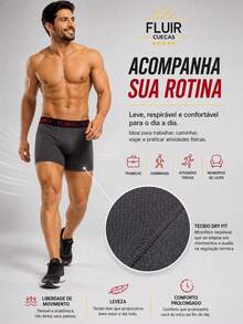 Kit com 10 Cuecas Boxer DRYFIT Lisa Box Masculino Adulto Forro 100% Algodão Conforto  Respirabilidade e Qualidade. - Multicolorido - Visão 5