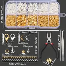 800pcs/803pcs DIY Jewelry Findings Assortment Set With 10-Compartment Box (Lobster Clasps + Spacer Beads + Crimp Beads + Extender Chains + Jump Rings), 3 Tools (Pliers + Tweezers + Ring Opener), Suitable For DIY Bracelets, Necklaces, Anklets, Open Connectors, Keychains, Bag Charms, Jewelry Making Supplies - Accessory Set - View 3