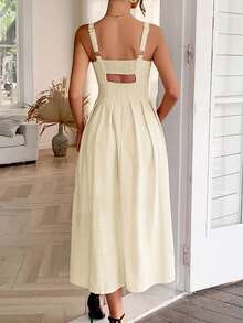 Women's Summer Textured Spaghetti Strap Dress - Apricot - View 2