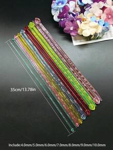 35cm Crystal Clear Acrylic Single Point Crochet Hooks, 4.0-10.0mm 7 Sizes Color-Coded, Transparent Rainbow Smooth Lightweight Plastic Knitting Needles For Autumn/Winter Christmas DIY Handmade Gifts - Plastic Single-piece Sweater Needle - View 18