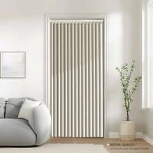 1PC Magnetic Folding Door Curtain, With Hanging Rings And Magnetic Closure, Beige And Grey Colors Available, Suitable For Living Room, Bedroom And Kitchen Space Partitioning, As Well As Room Decoration. - Door Curtain - View 11