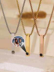Customized Personalized Projection Photo Necklace For Men, Couples, Fathers And Boyfriends, Jewelry Gift For Halloween, Christmas - Multicolor-style 1 - View 4