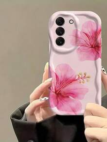 1 buah Casing Ponsel Motif Bunga Besar Minimalis Gaya INS Bergelombang Lembut Warna Pink, Tekstur Gelombang Putih Susu, Cangkang Lembut Pelindung Kamera Penuh, Kompatibel dengan Ponsel Seri 1 - Putih - View 3
