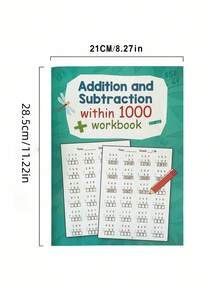 Cuaderno de aprendizaje de matemáticas de 32 páginas con suma y resta, hojas de práctica de matemáticas, hojas de actividades de aprendizaje, iluminación de matemáticas de educación temprana, apoyo de aprendizaje y escritura escolar - Cuaderno de ejercicios de matemáticas hasta 1000 - Ver 2